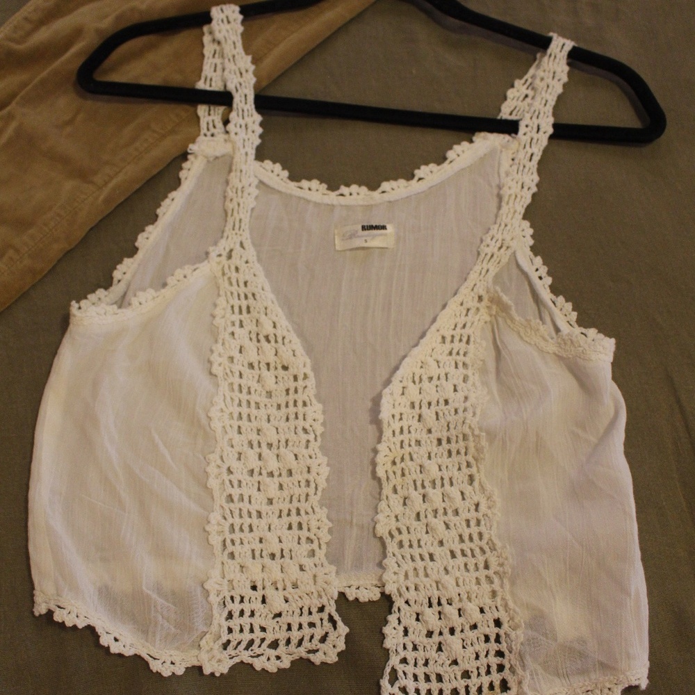 White Crochet Tank Vest